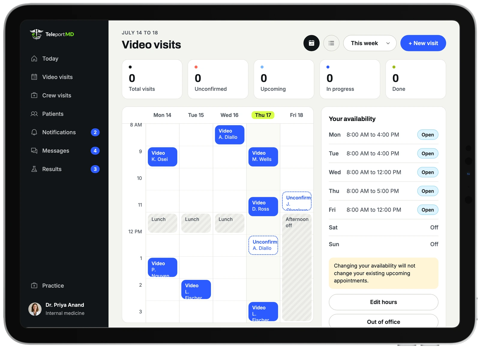 The provider portal, Video visits